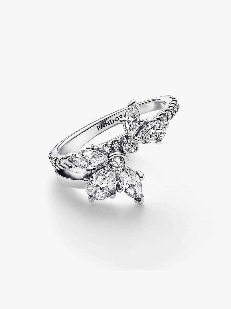 FINAL SALE - Sparkling Asymmetrical Herbarium Cluster Ring Sterling silver