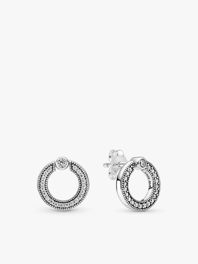 Pavé and Logo Circle Necklace and Earring Set 2 Quantity