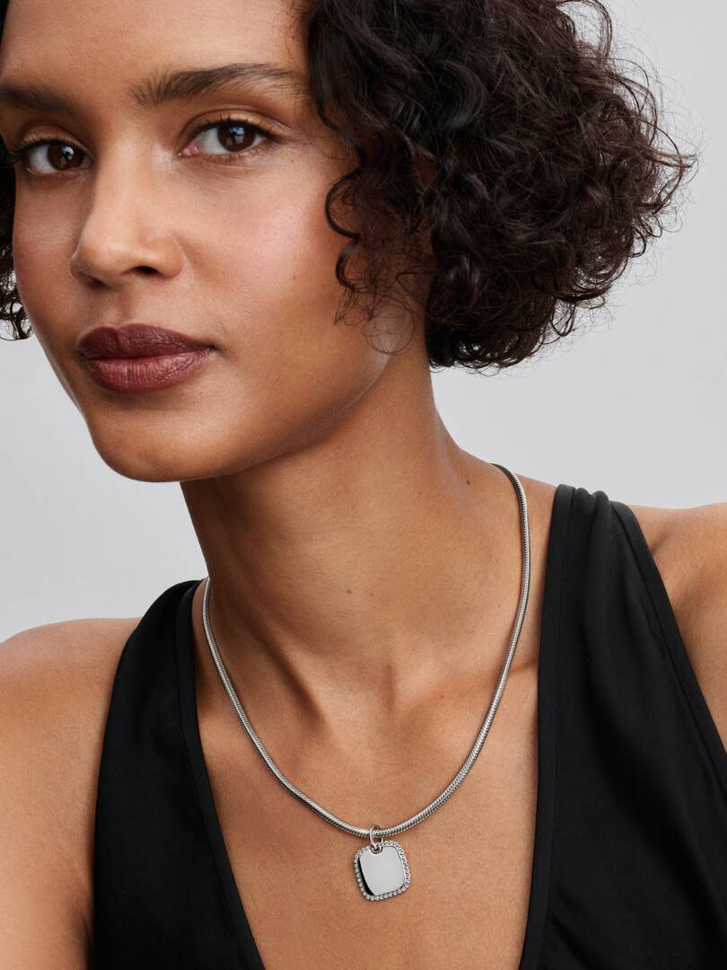 Engravable Square Tag Pendant Sterling silver