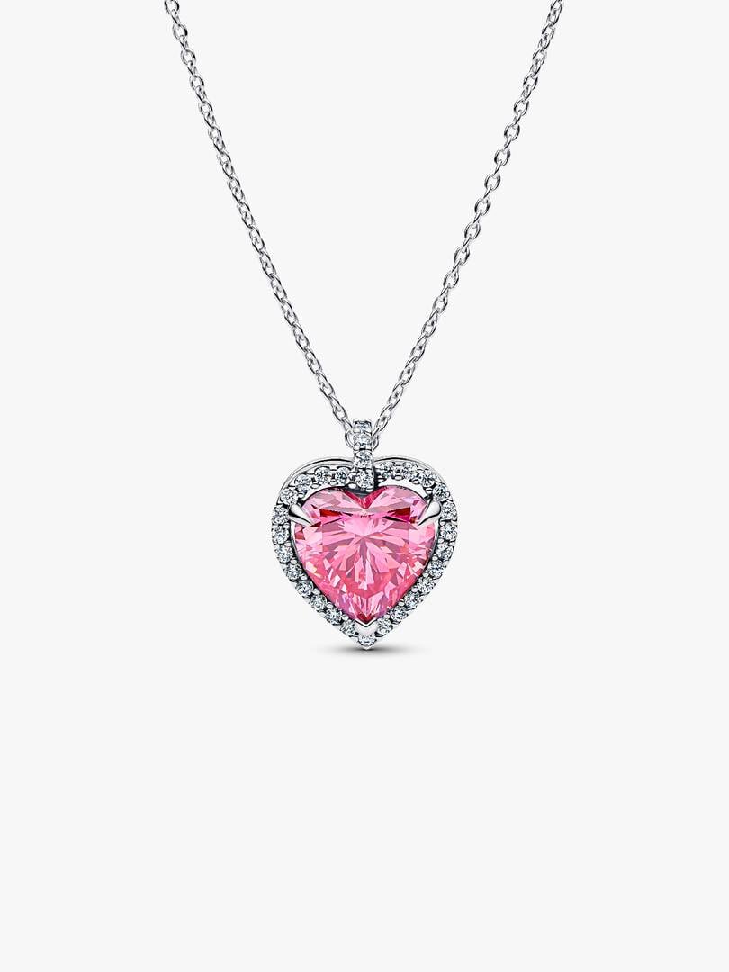 Pink Halo Heart Collier Necklace Sterling silver