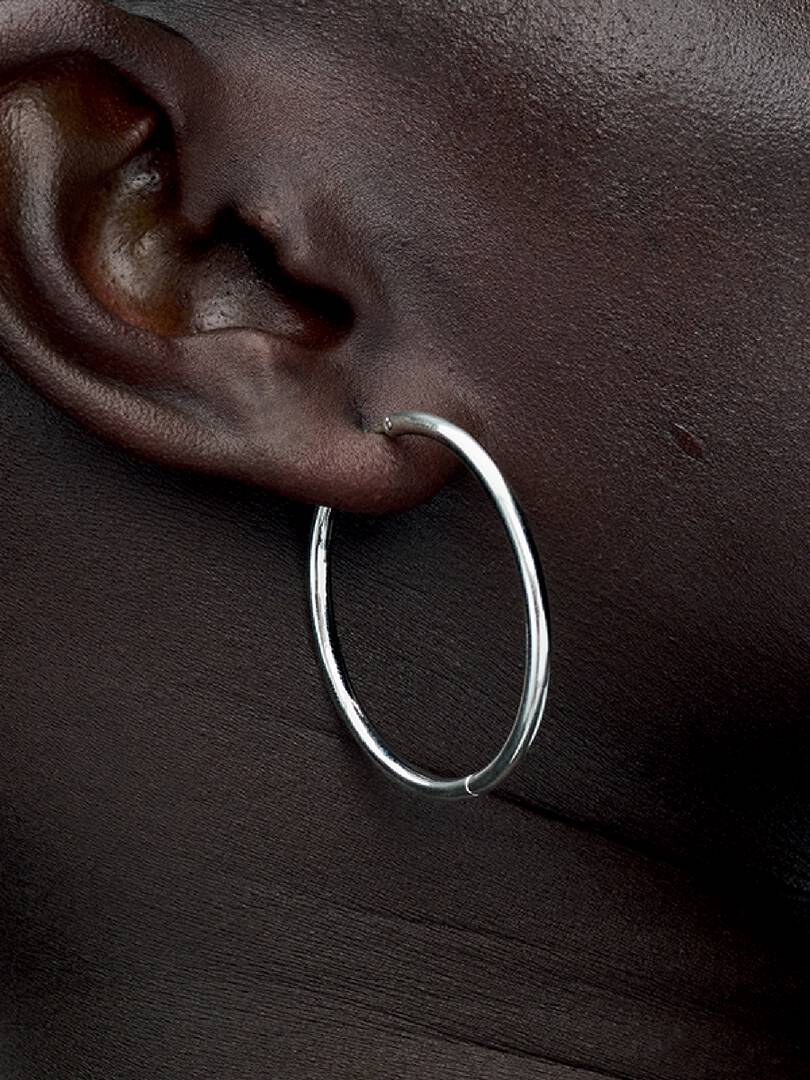 FINAL SALE - Pandora Moments 40 mm Charm Hoop Earrings Sterling silver