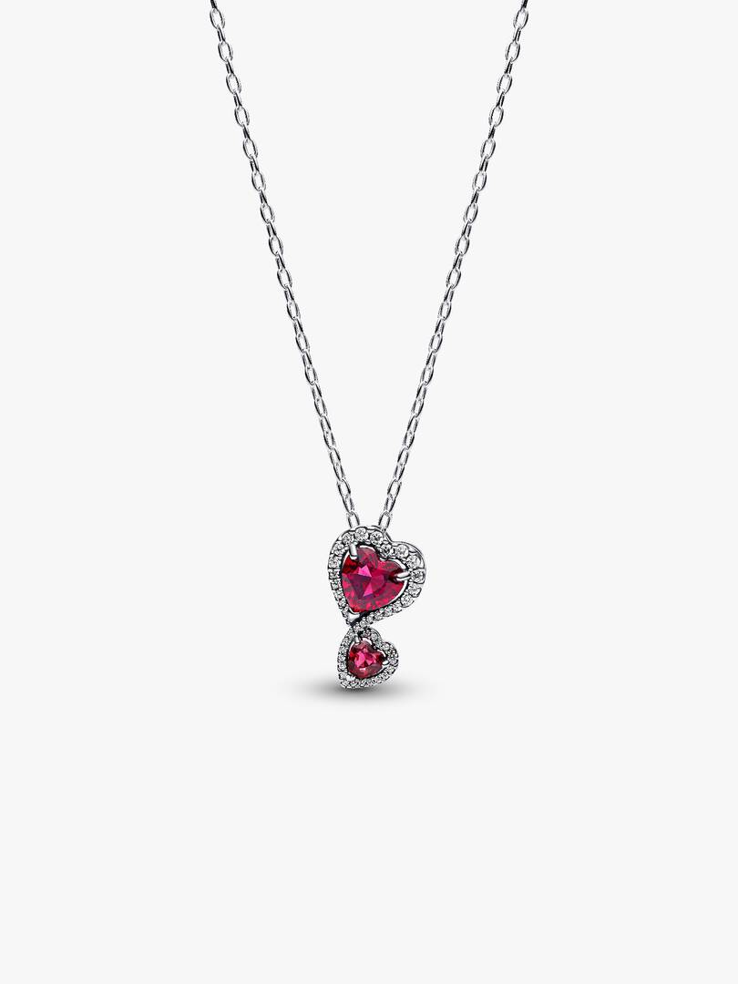 FINAL SALE - Red Halo Hearts Pendant Necklace Sterling silver