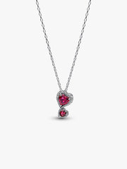FINAL SALE - Red Halo Hearts Pendant Necklace Sterling silver