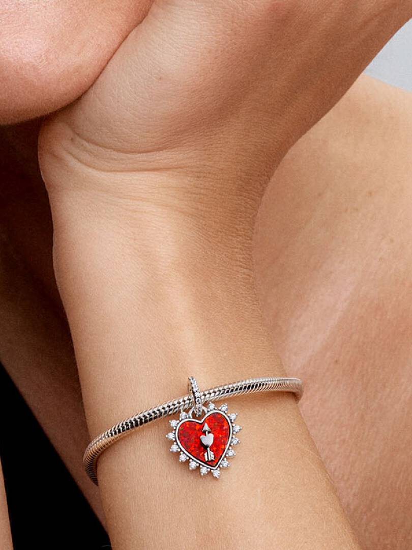 Spinnable Arrow Heart Dangle Charm Sterling silver