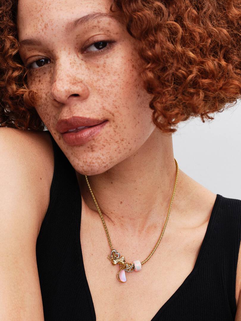 Sparkling Crescent Moon Dangle Charm 14k gold plating
