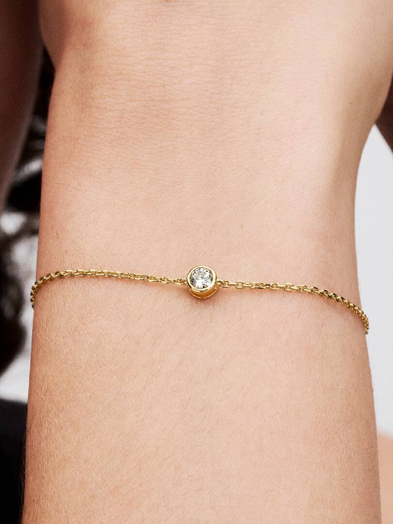 Pandora Era Bezel 14k Gold Lab-grown Diamond Chain Bracelet 0.15 ct TW, 14k gold