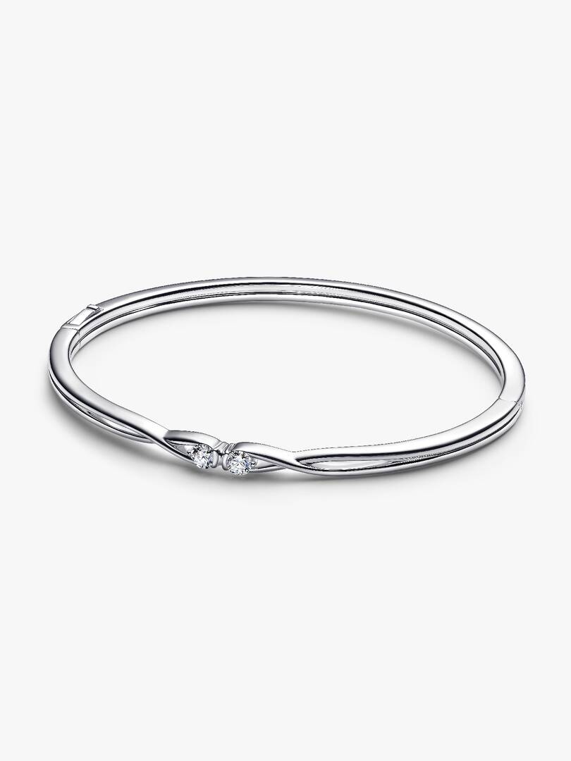 FINAL SALE - Pandora Infinite Sterling Silver Double-Facing Lab-grown Diamond Bangle 0.30 ct TW, Sterling silver