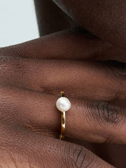 FINAL SALE - Treated Freshwater Cultured Pearl Ring 14k gold plating