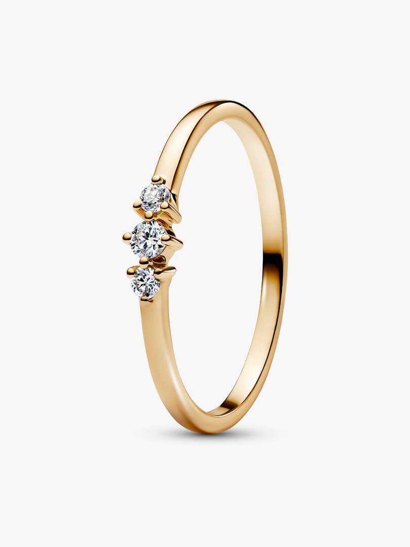 Pandora Era 14k Gold Lab-grown Diamond Triple Stone Ring 0.09 ct TW, 14k gold