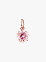 FINAL SALE - Pink Daisy Flower Dangle Charm 14k rose gold plating
