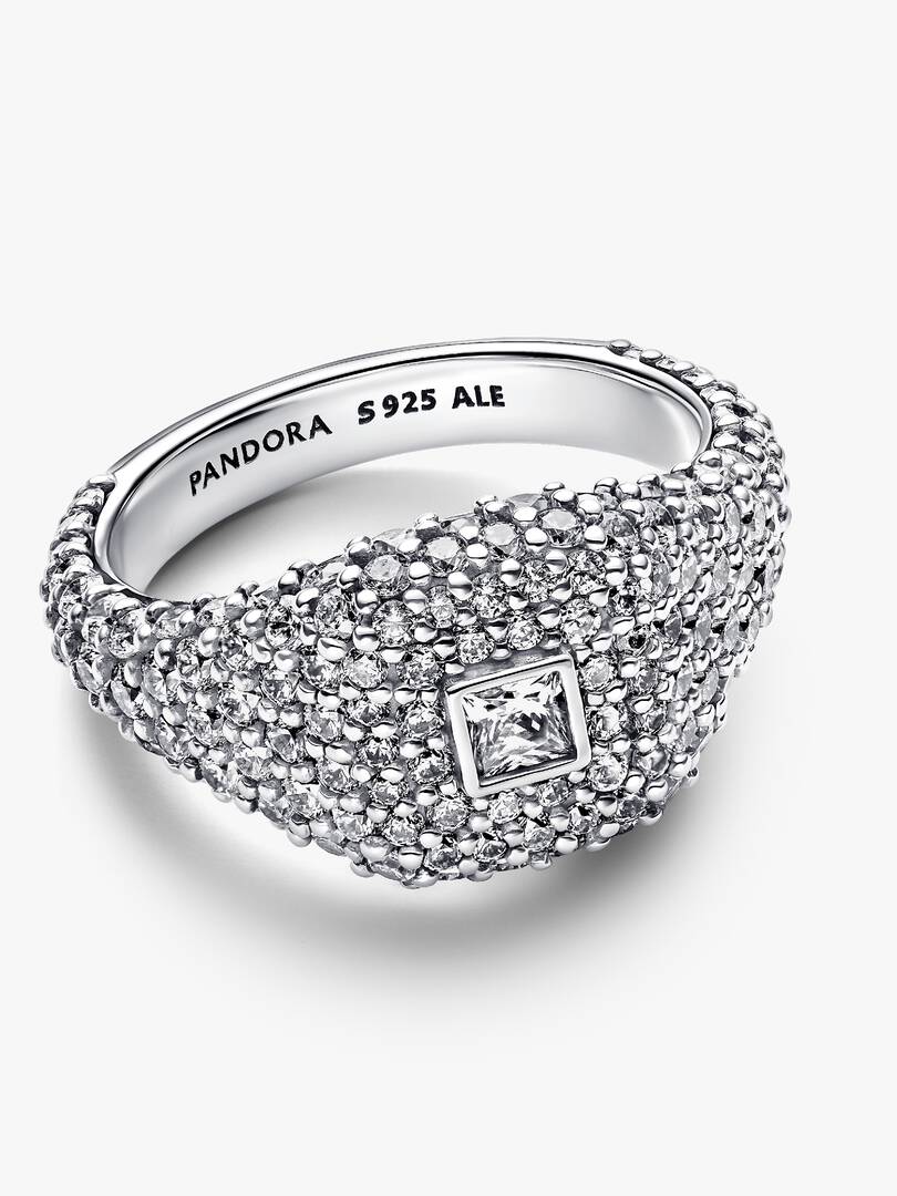 Pavé Square Cocktail Ring Sterling silver