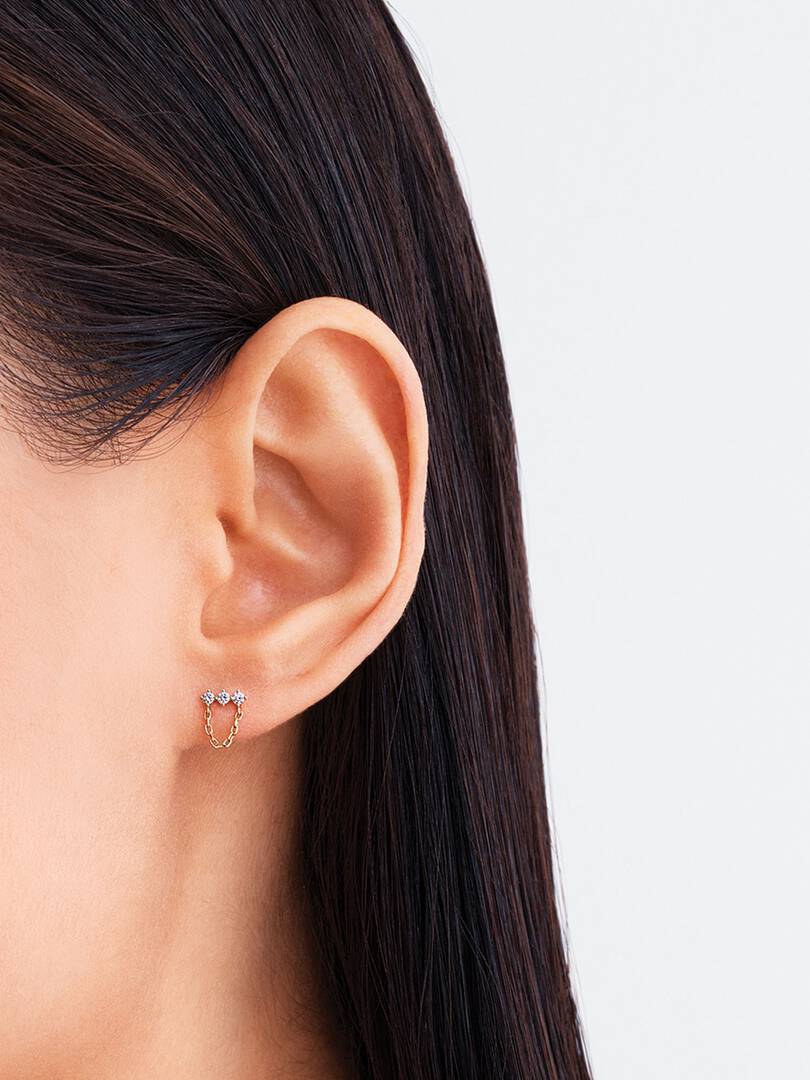 Pandora Era Lab-Grown Diamond Trio Chain Stud Earrings 0.13 ct TW, 14k gold