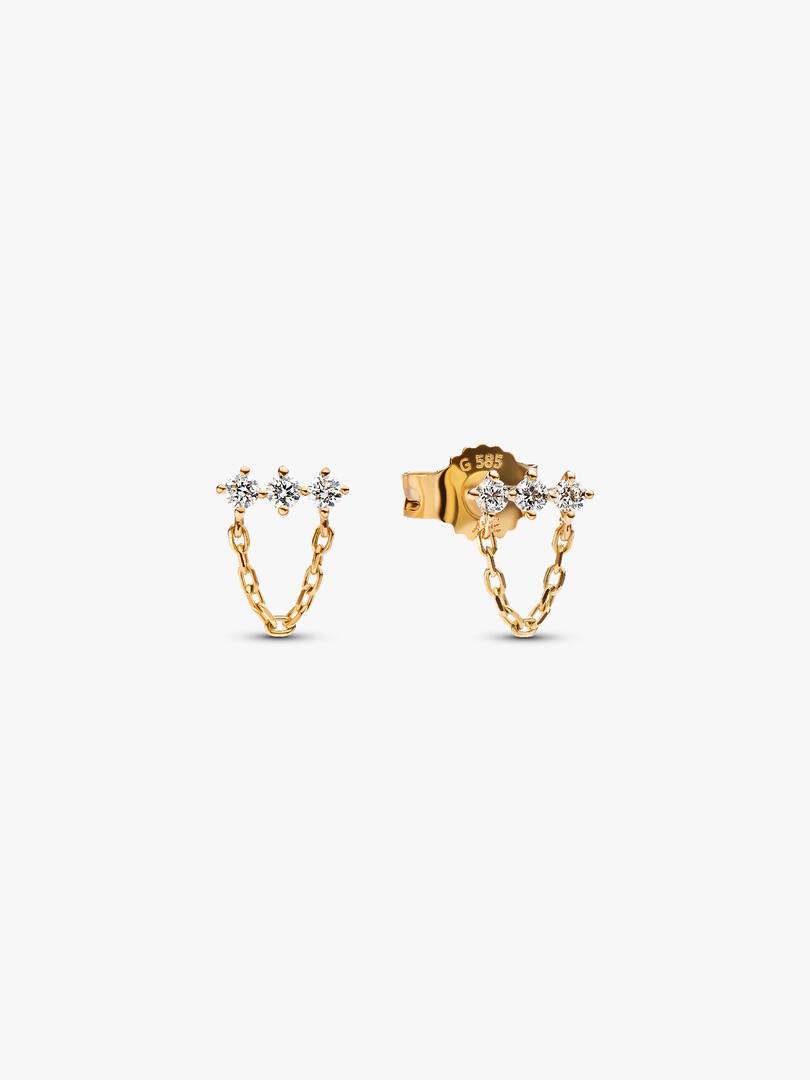 Pandora Era Lab-Grown Diamond Trio Chain Stud Earrings 0.13 ct TW, 14k gold