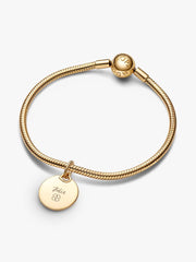 Engravable Round Tag Dangle Charm 14k gold plating