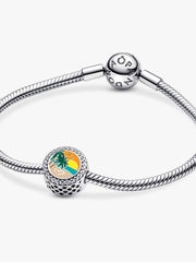 Engravable Beach Heart Scene Charm Sterling silver