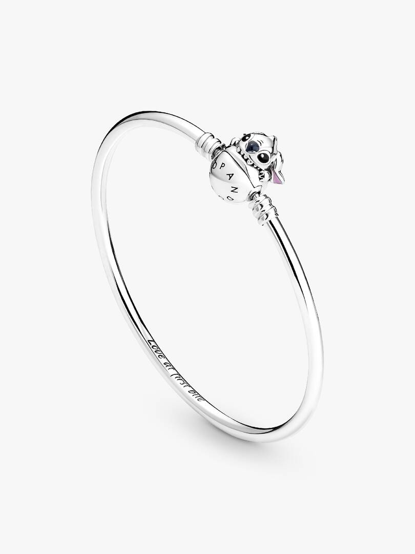 Pandora Moments Disney Stitch Biting Clasp Bangle Sterling silver