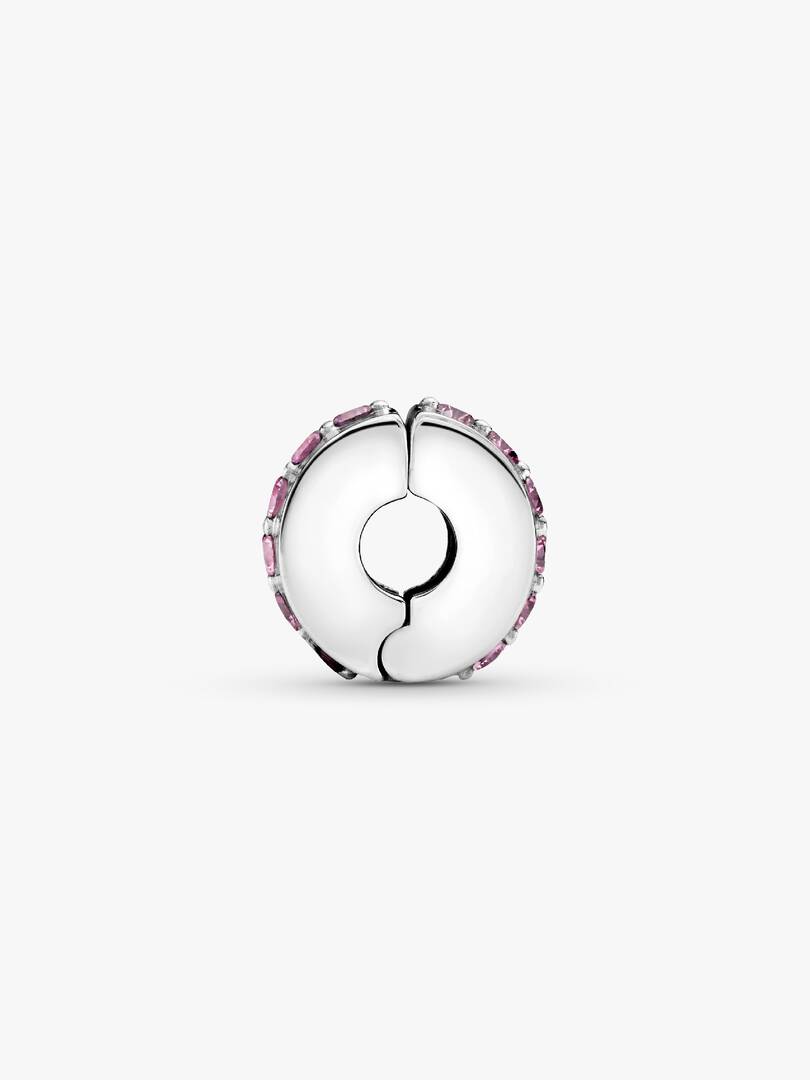 Pink Sparkling Row Clip Charm Sterling silver