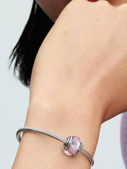 Encircled Pink Murano Glass Charm Sterling silver