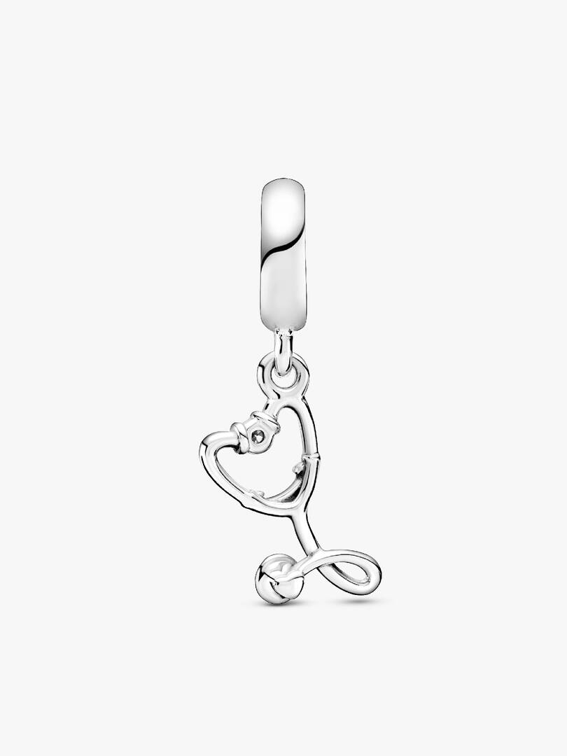 Stethoscope Heart Dangle Charm Sterling silver