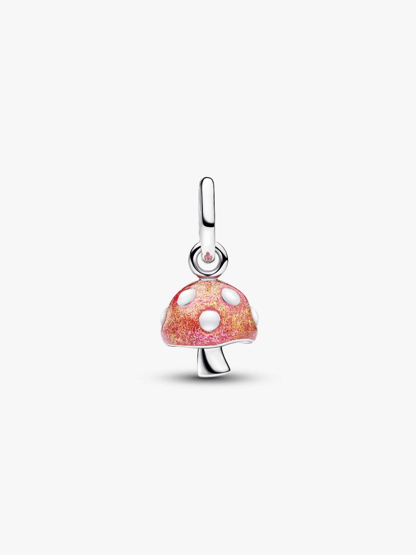 Glow-in-the-dark Mushroom Dangle Charm Sterling silver