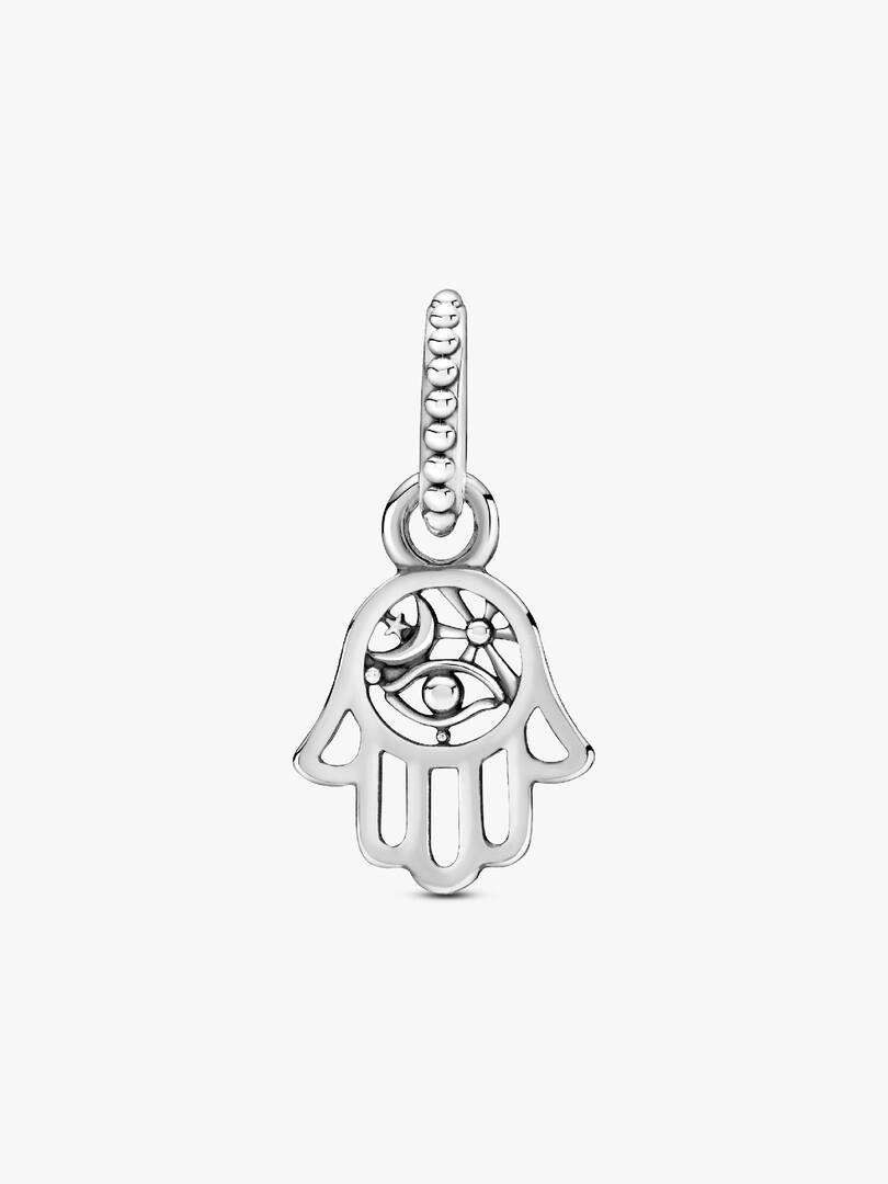Protective Hamsa Hand Dangle Charm Sterling silver