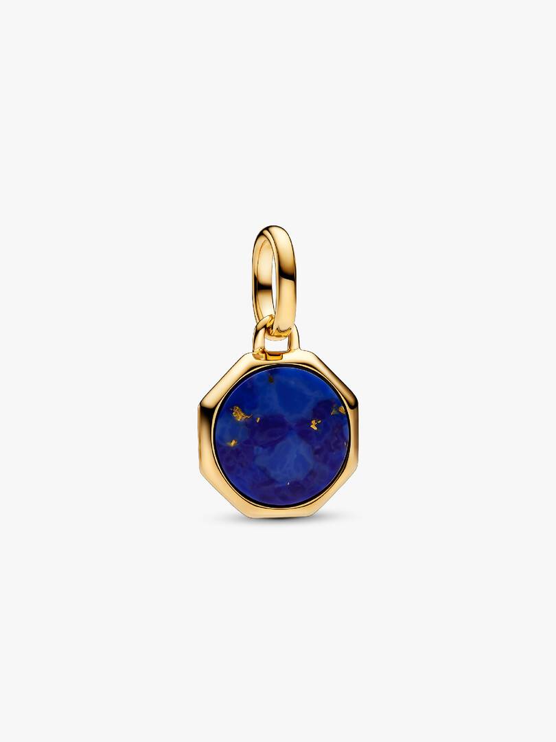 Blue Engravable Mini Medallion Charm 14k gold plating