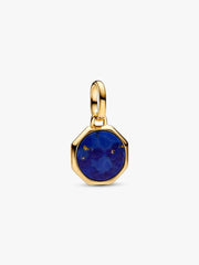 Blue Engravable Mini Medallion Charm 14k gold plating