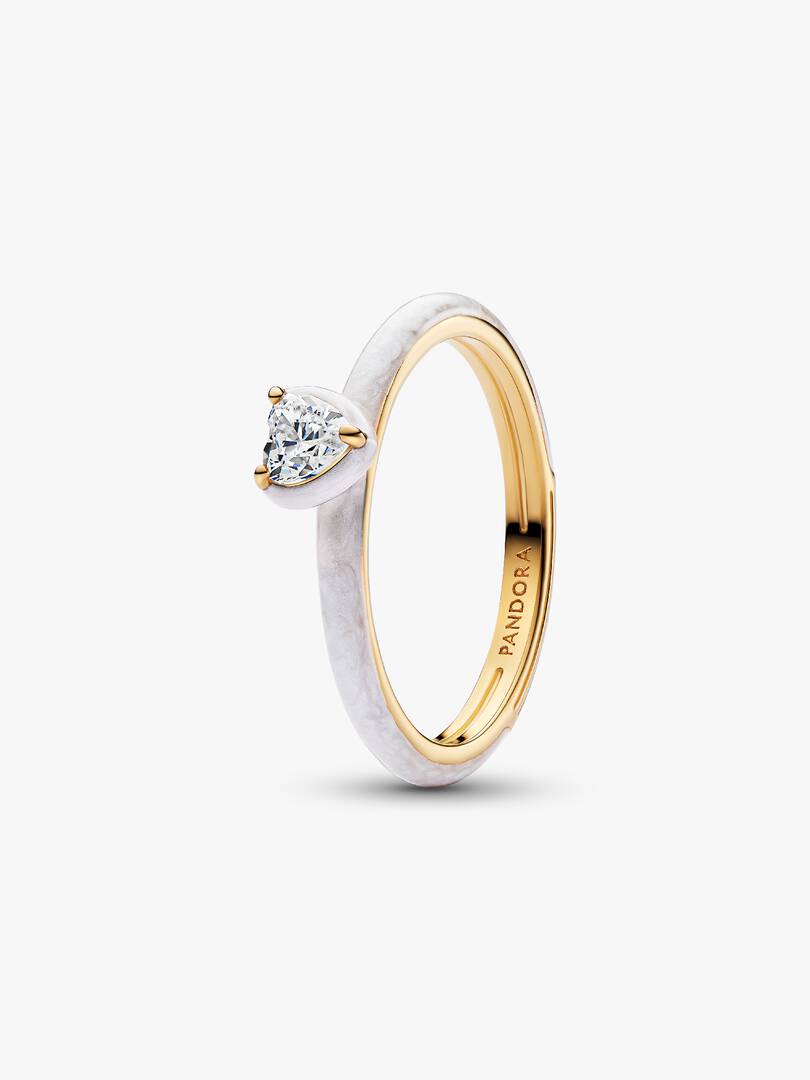 White Chakra Heart Ring 14k gold plating