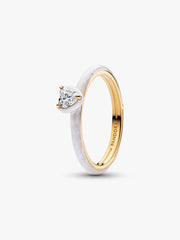 White Chakra Heart Ring 14k gold plating