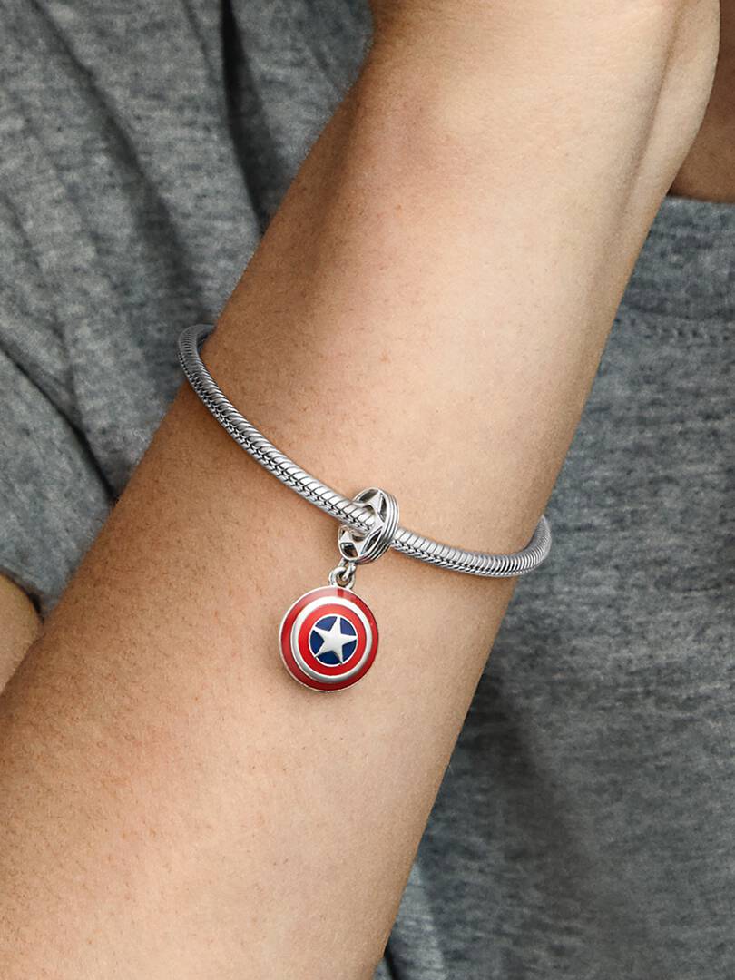Marvel The Avengers Captain America Shield Dangle Charm Sterling silver