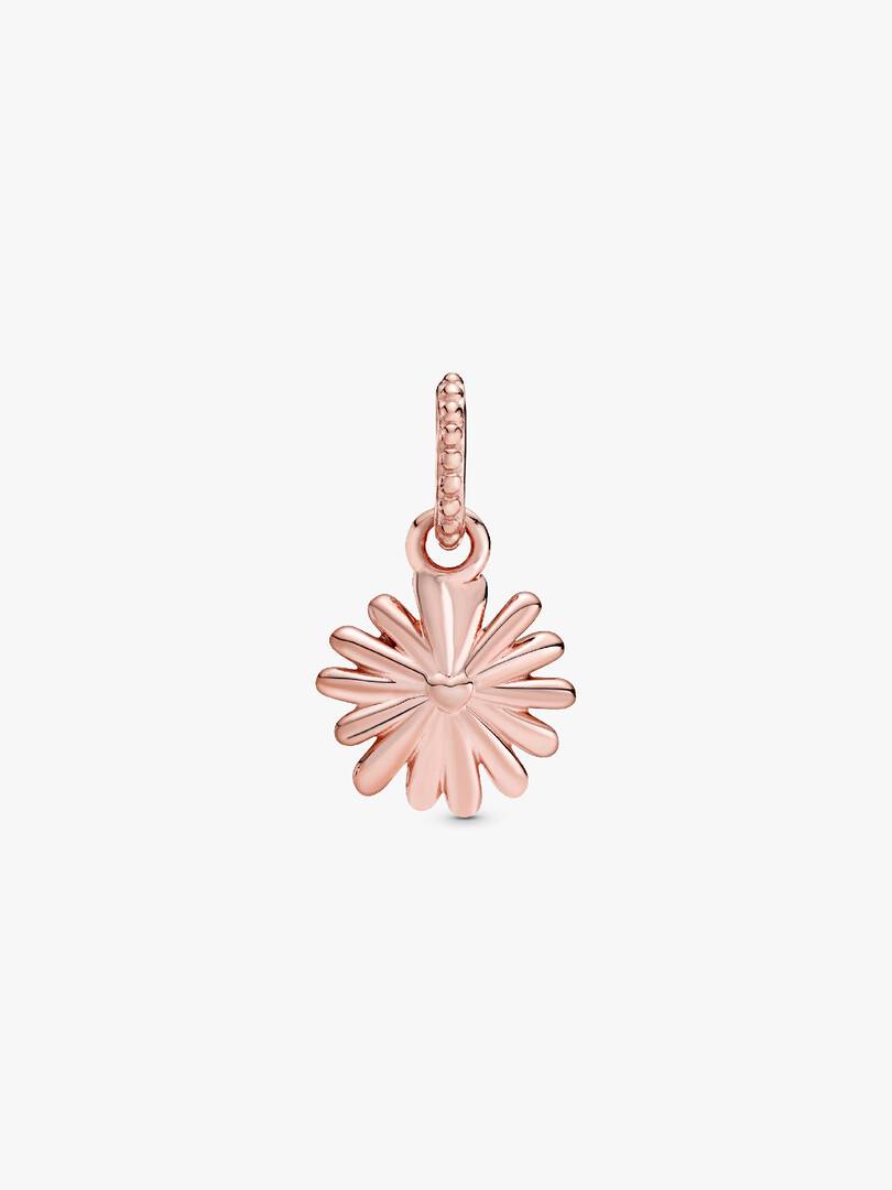 FINAL SALE - Pink Daisy Flower Dangle Charm 14k rose gold plating