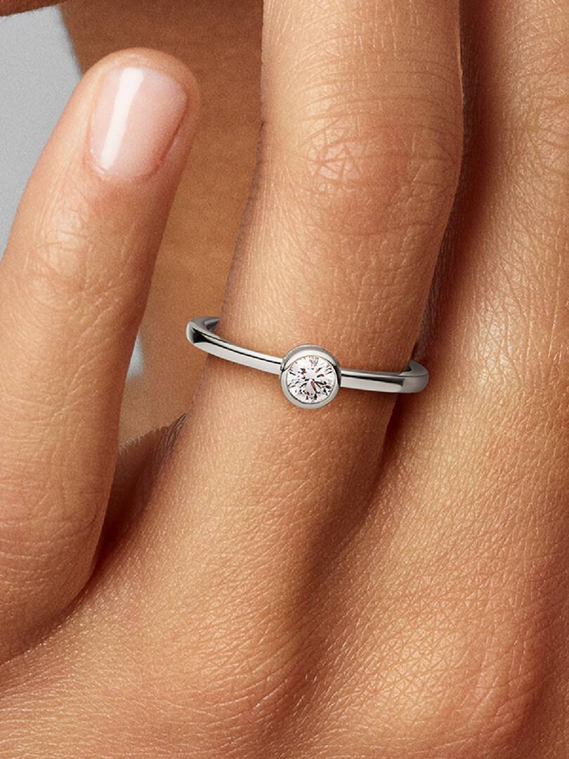 Pandora Era Bezel Sterling Silver Lab-grown Diamond Ring 0.25 ct TW, Sterling silver