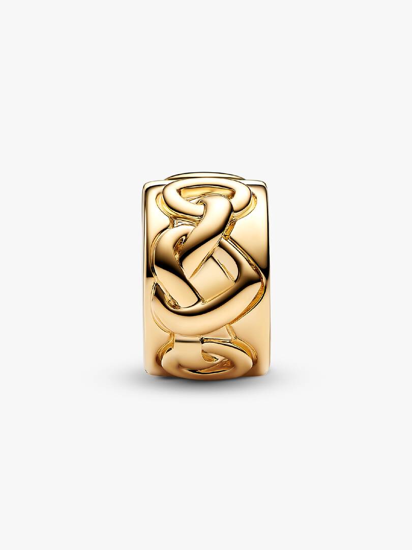Knotted Hearts Clip Charm 14k gold plating