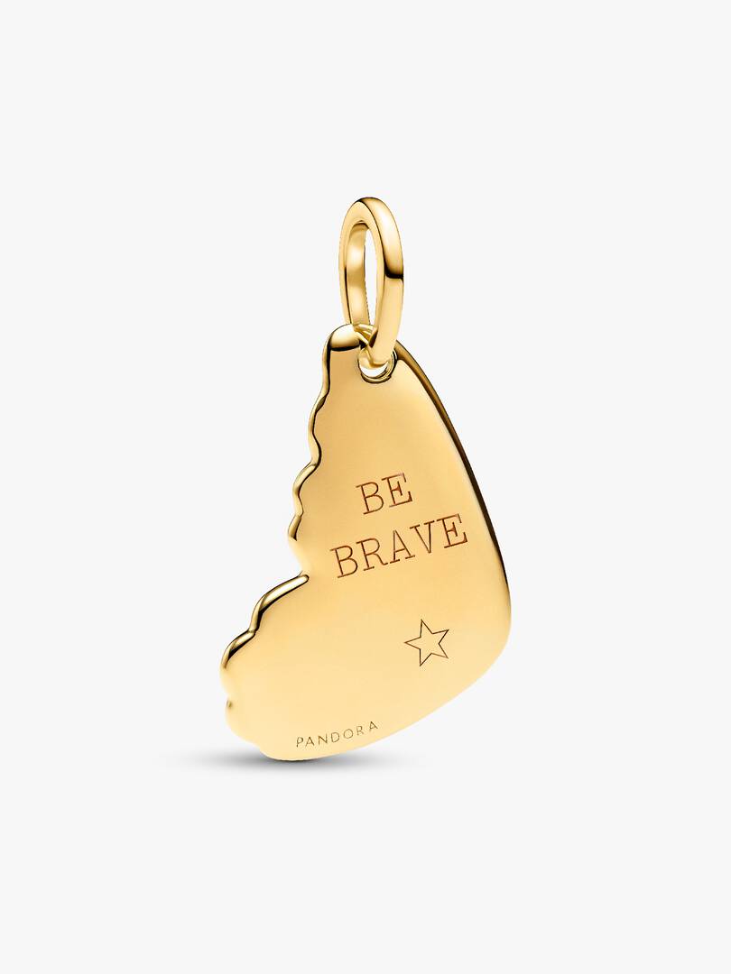 Engravable Butterfly Wing Tag Pendant 14k gold plating