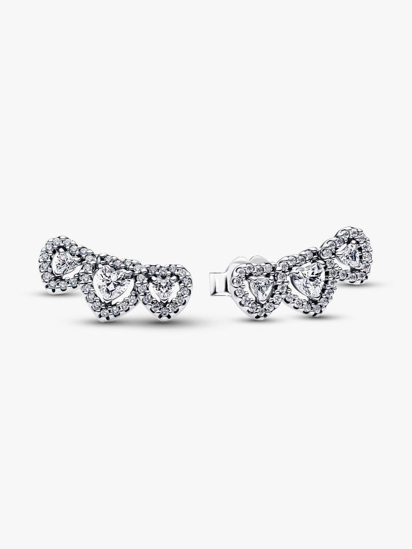 Halo Heart Trilogy Stud Earrings Sterling silver
