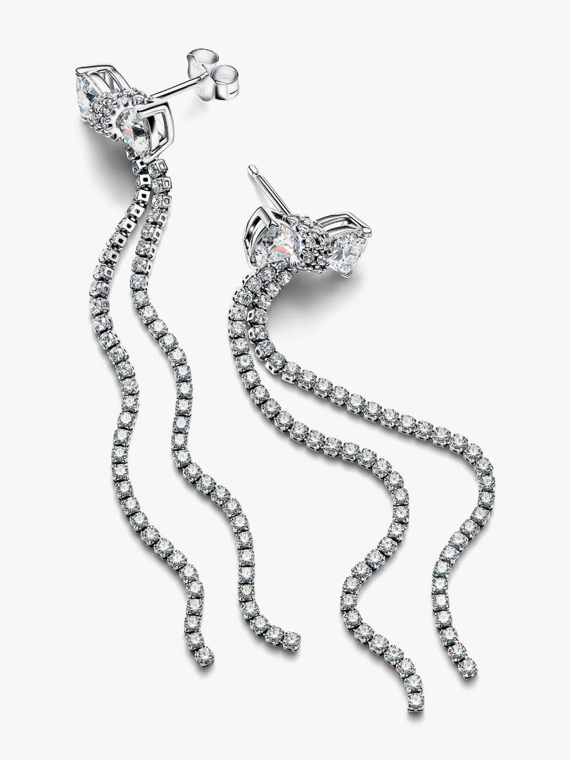 FINAL SALE - Pavé Bow Drop Earrings Sterling silver
