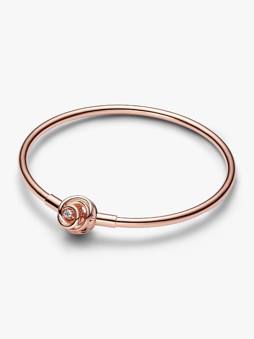 FINAL SALE - Pandora Moments Encircled Clasp Bangle 14k rose gold plating