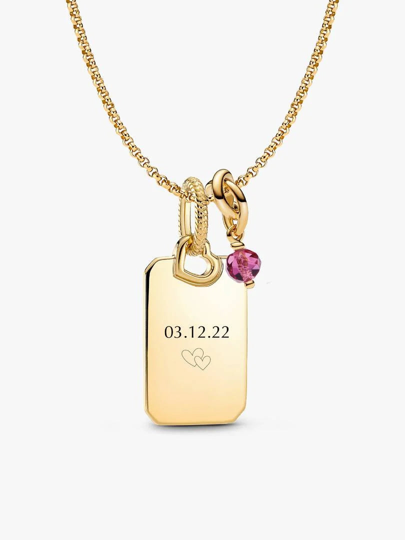 October Engravable Dangle Charm Necklace Set 3 Quantity