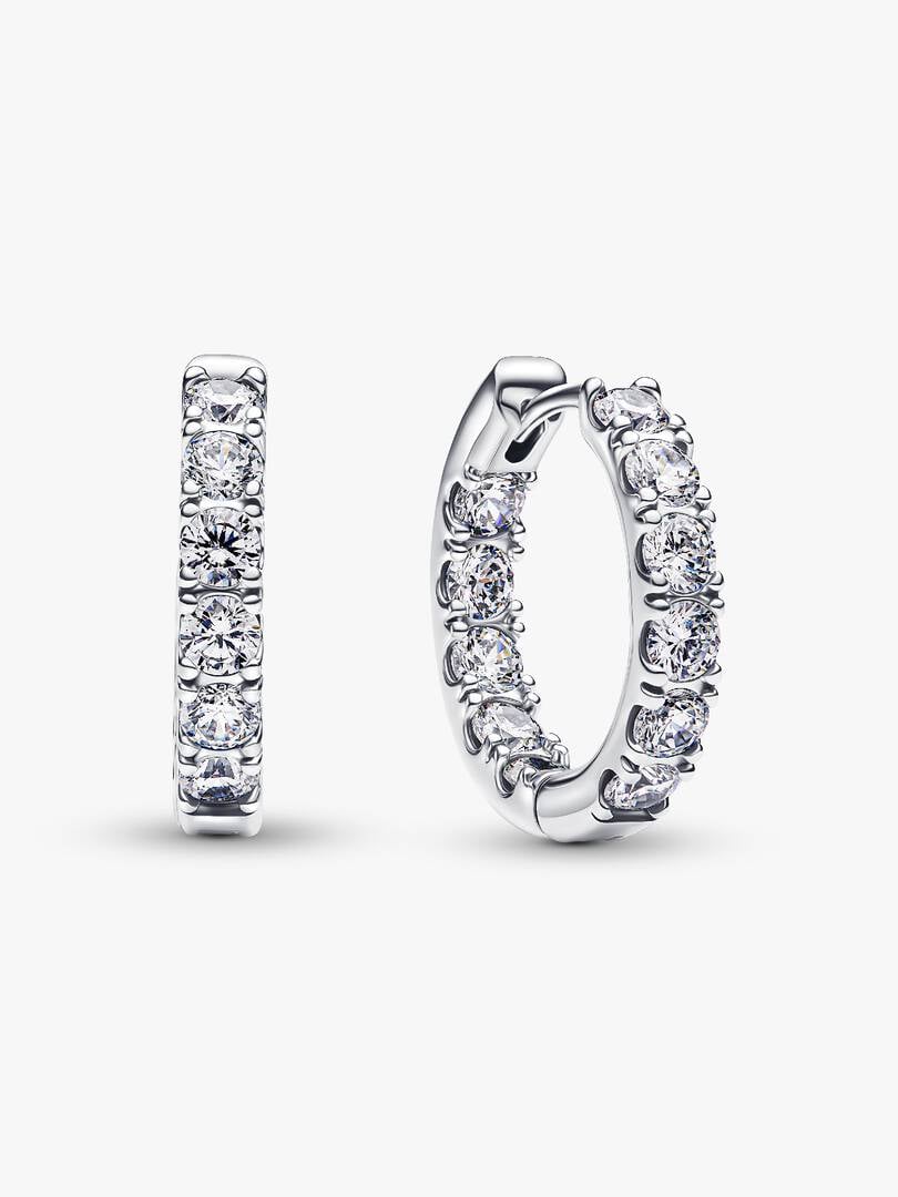 Sparkling Row Eternity Hoop Earrings Sterling silver
