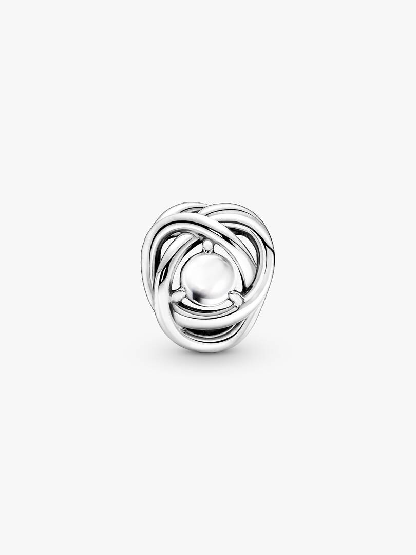 June White Mother of Pearl Eternity Circle Charm Sterling silver