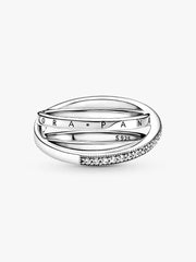 Crossover Pavé Triple Band Ring Sterling silver