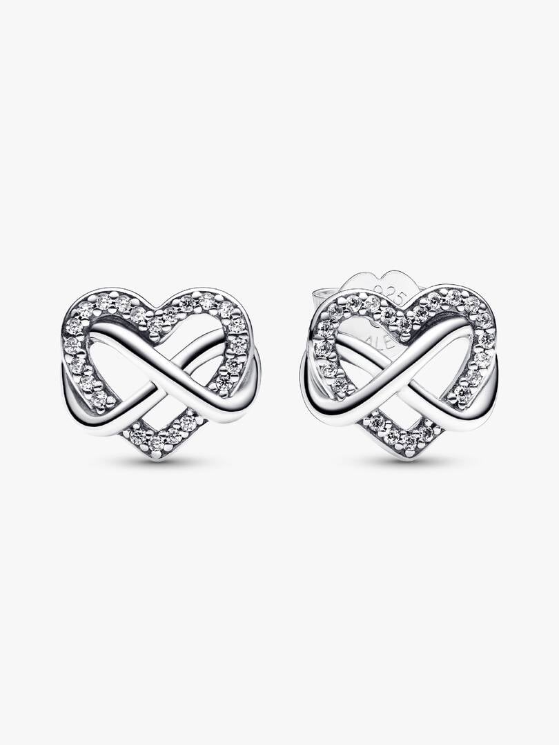 Sparkling Infinity Heart Stud Earrings Sterling silver