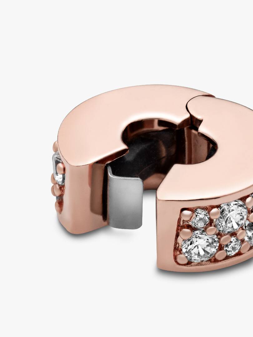 Clear Pavé Clip Charm 14k rose gold plating