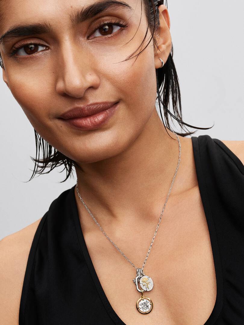 Rose Medallion Charm Sterling silver, 14k gold plating