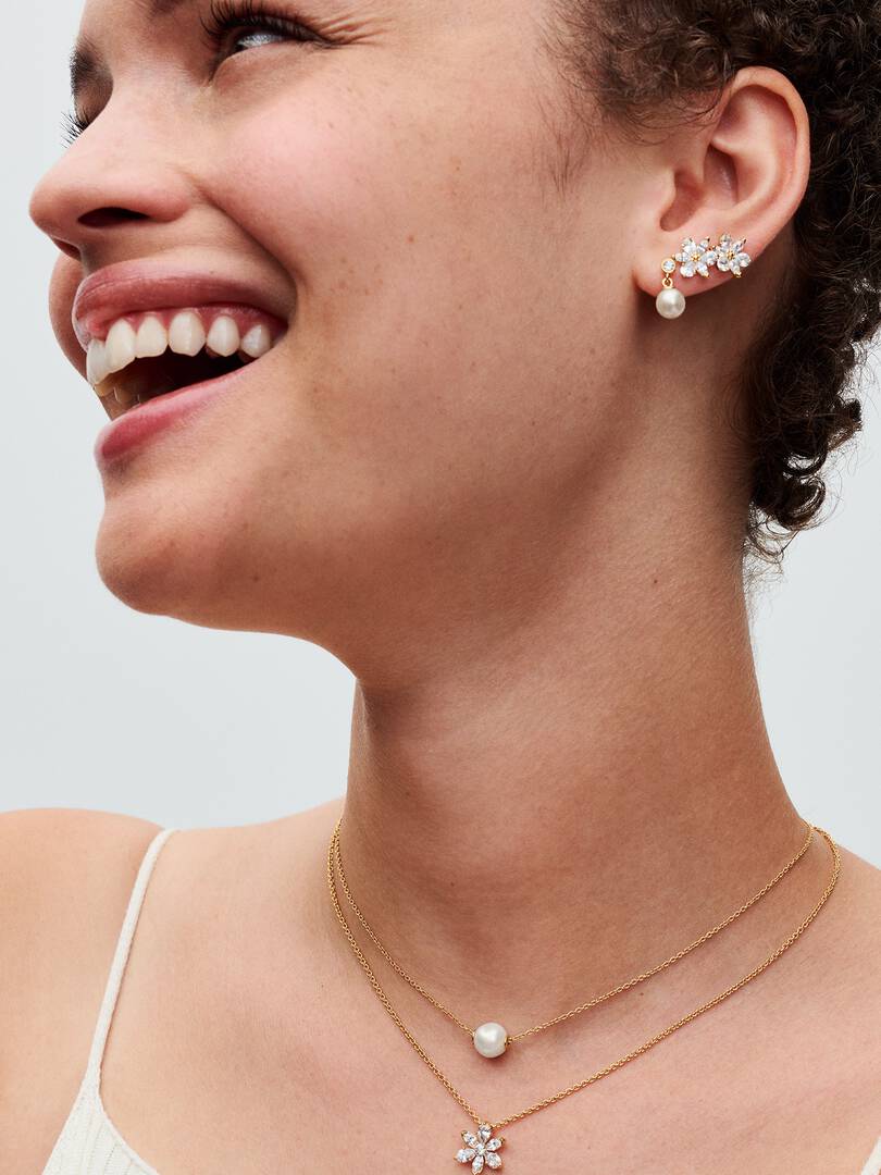 FINAL SALE - Treated Freshwater Cultured Pearl & Stone Drop Earrings 14k gold plating
