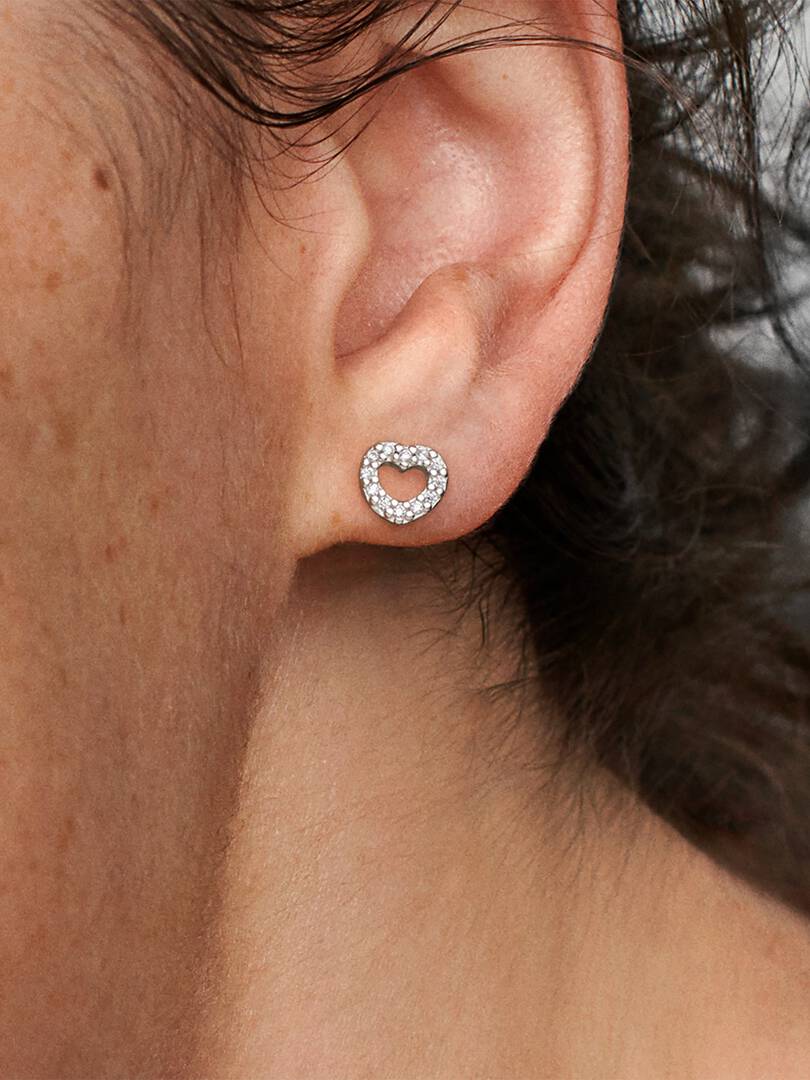Open Heart Stud Earrings Sterling silver