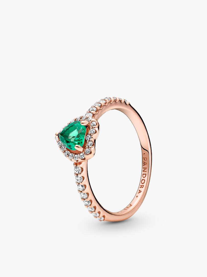 Green Heart Princess Wishbone Stacking Ring Set 2 Quantity
