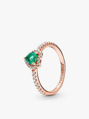 Green Heart Princess Wishbone Stacking Ring Set 2 Quantity