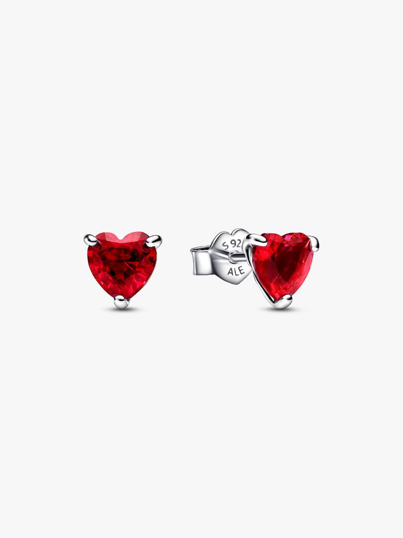 Red Heart Stud Earrings Sterling silver