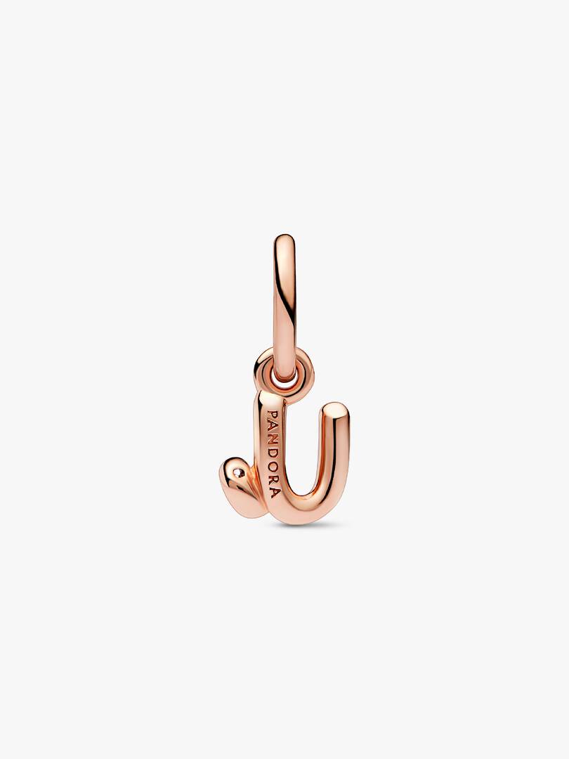 FINAL SALE - Letter U Script Alphabet Dangle Charm 14k rose gold plating
